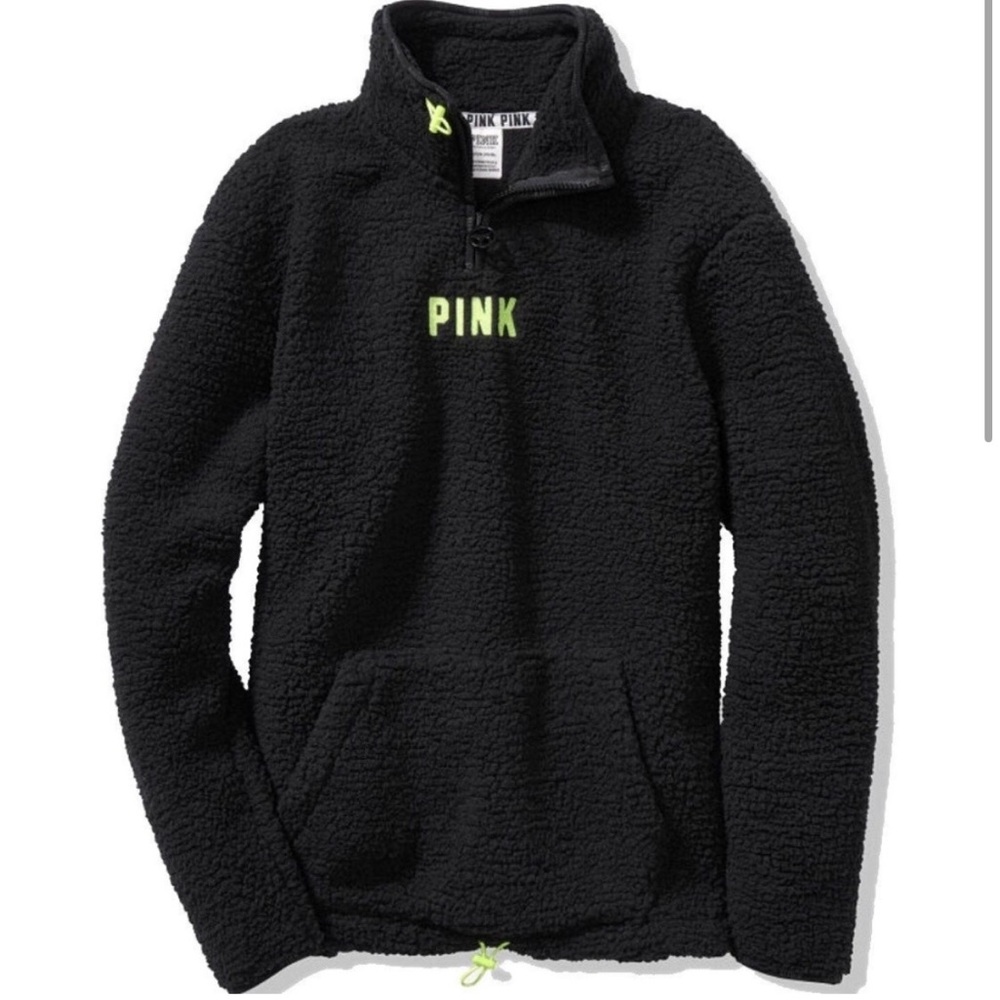Victorias Secret Pink Quarter Zip Sherpa Pullover Size XS